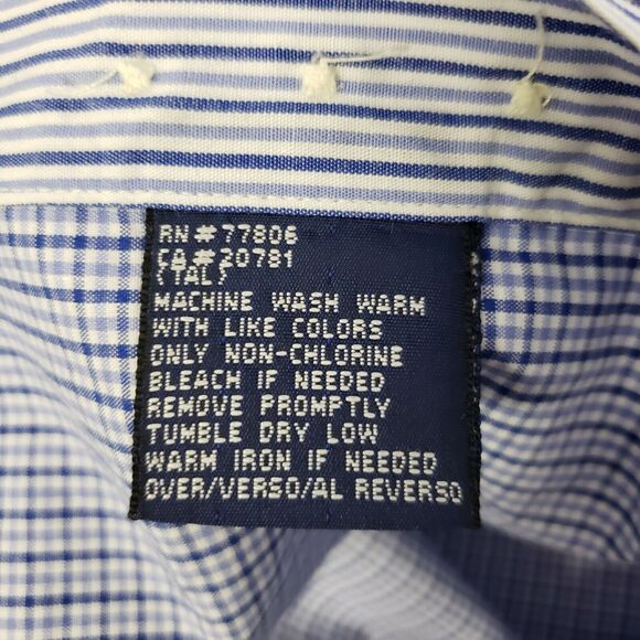 Tommy Hilfiger Mens Shirt Large Button Long Sleeve Plaid Blue Cotton Logo Pocket - Picture 11 of 11